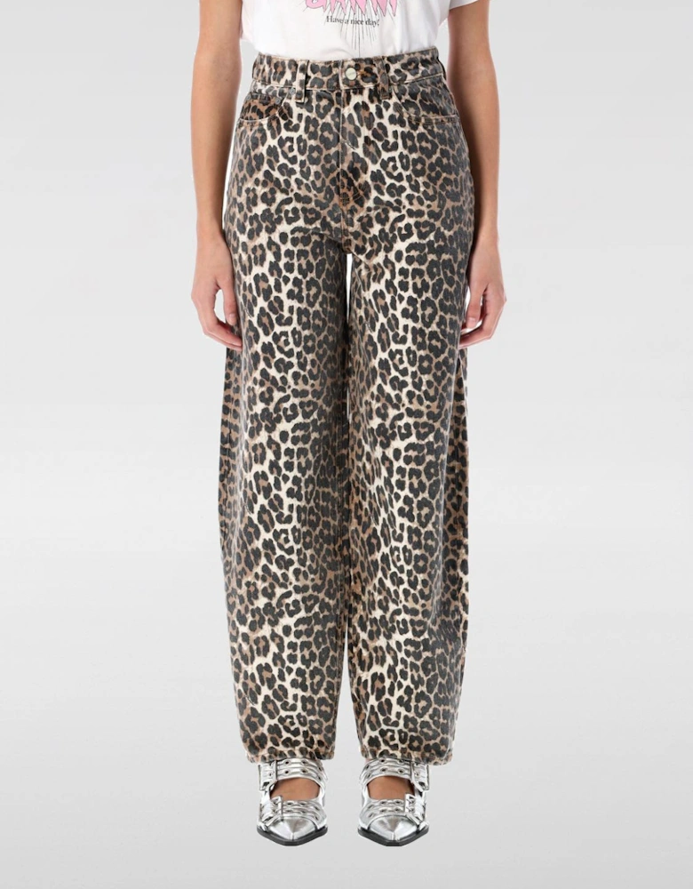 Wide Leg Leopard Print Jeans