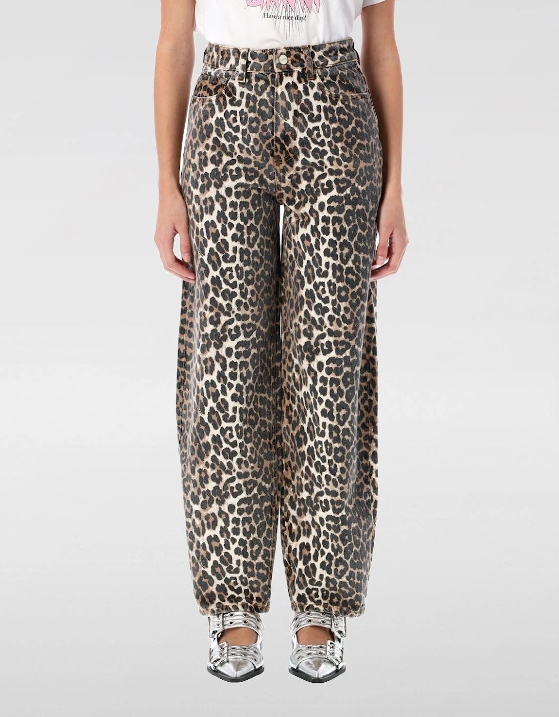 Wide Leg Leopard Print Jeans, 4 of 3