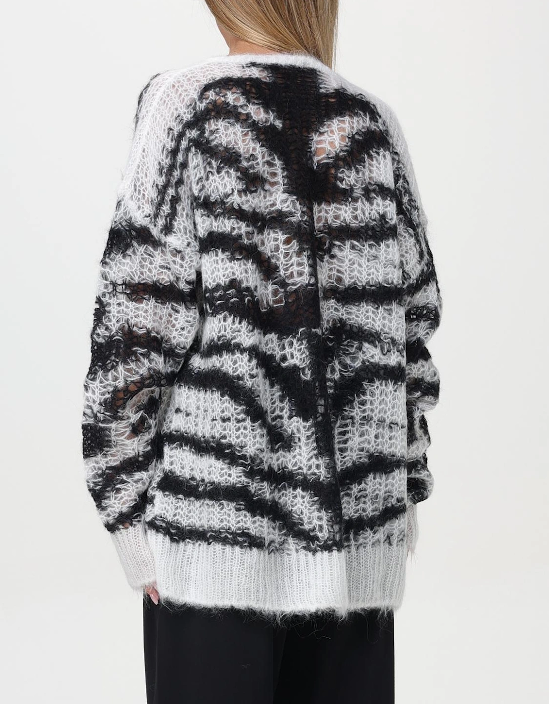 Mohair Zebra Knit Pullover Sweater