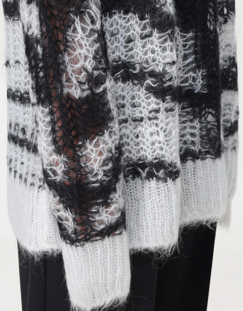 Mohair Zebra Knit Pullover Sweater