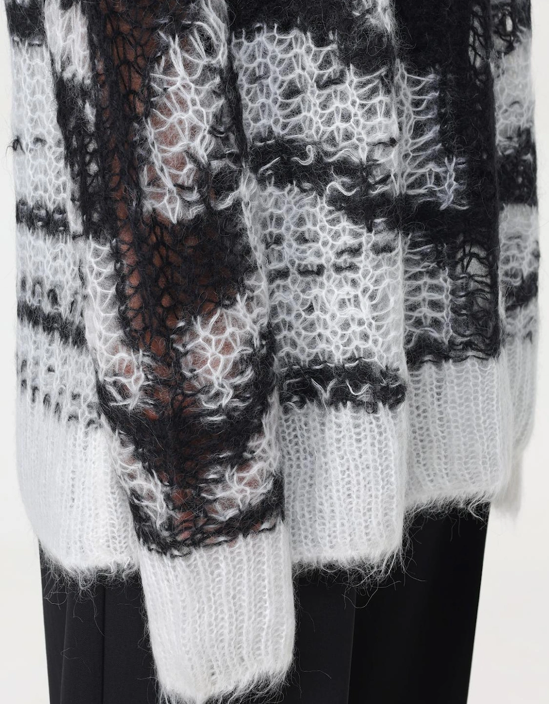 Mohair Zebra Knit Pullover Sweater