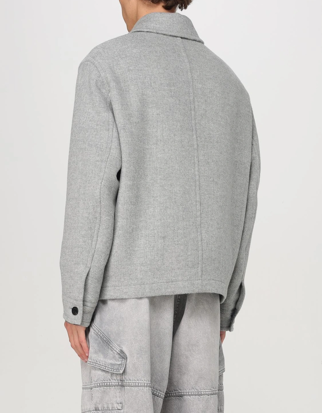 Wool Jacket Grey Button Closure