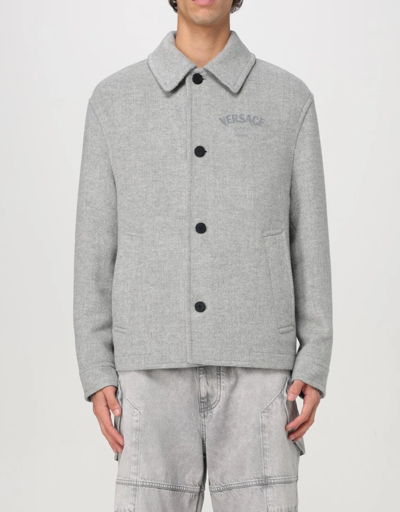 Wool Jacket Grey Button Closure