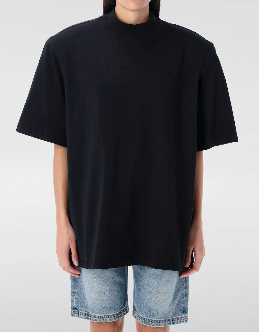 Mock Neck Short Sleeve Oversized Tee