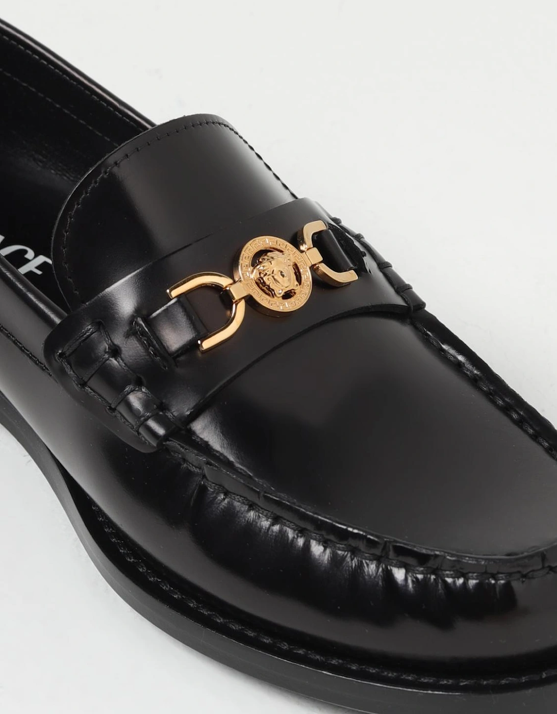 Leather Loafers with Gold Clasp
