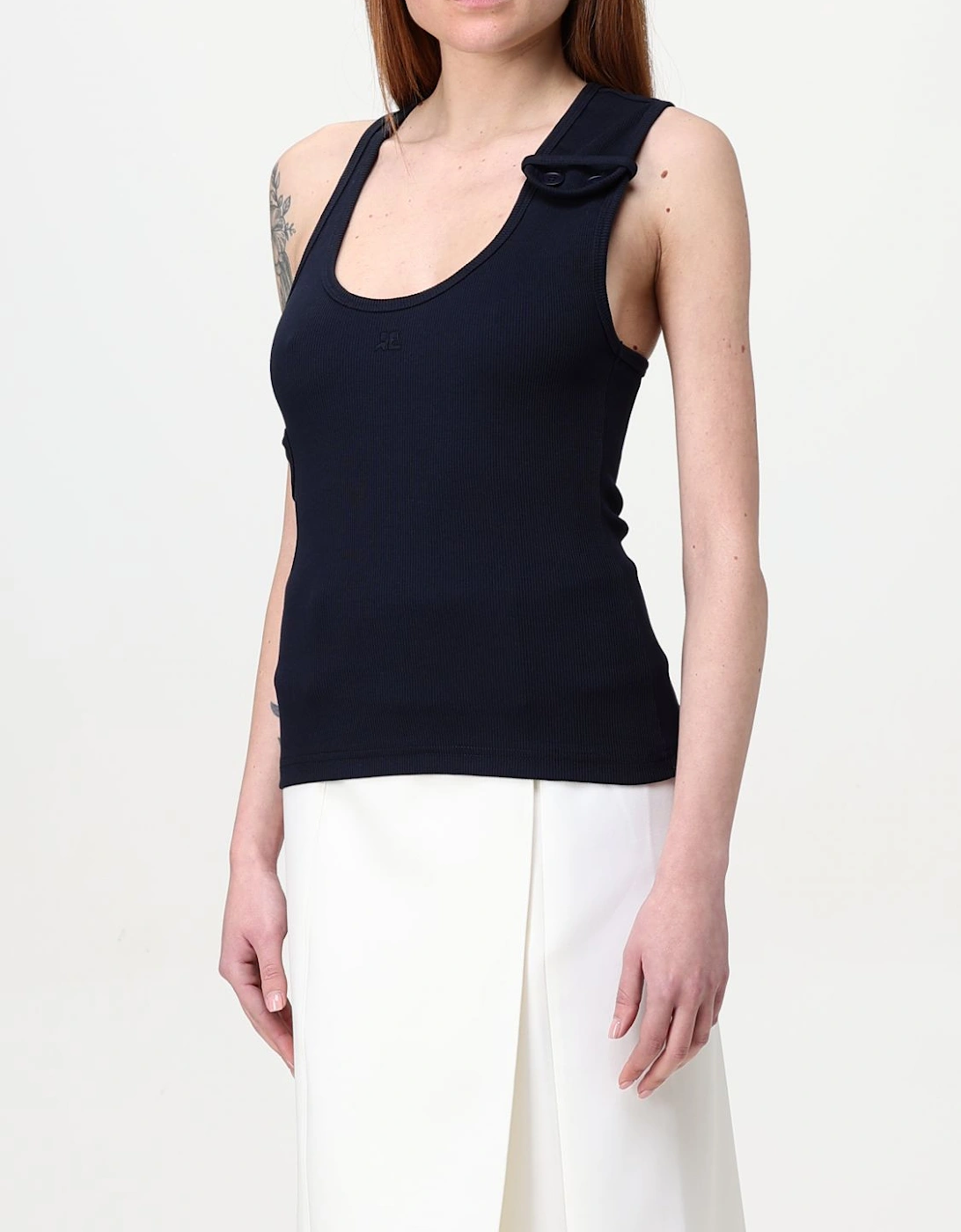 Ribbed Knit Tank Top with Cutout