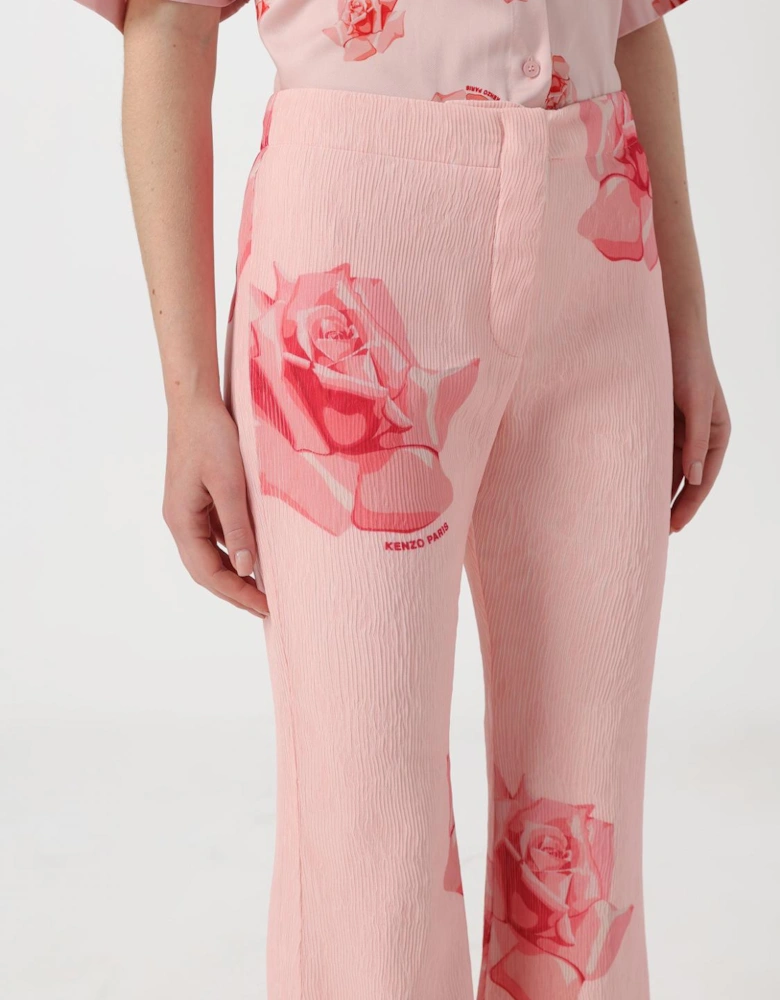 Rose Print Wide Leg Pants
