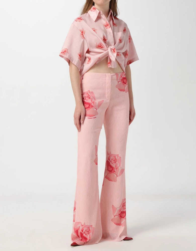Rose Print Wide Leg Pants