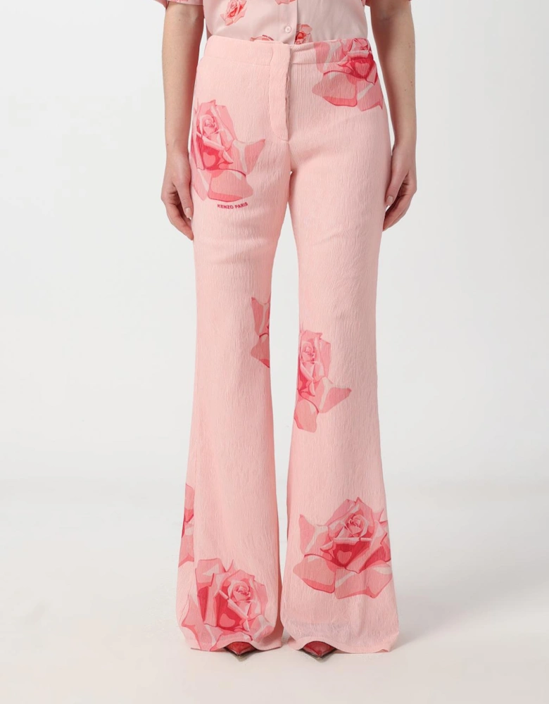 Rose Print Wide Leg Pants
