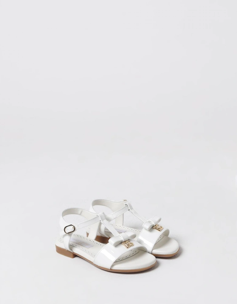 Girls Flat Leather Buckle Sandals