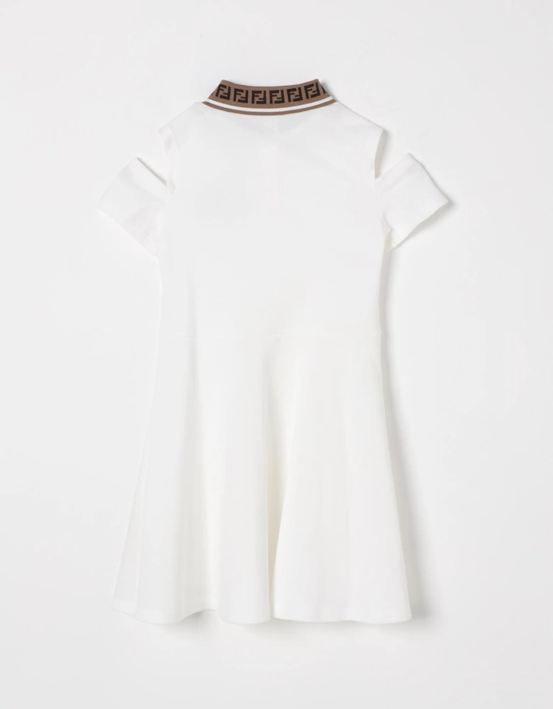 Kids Polo Dress with Cutout Shoulders