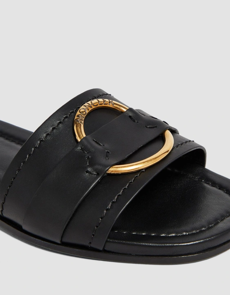 Leather Slides Gold Detail
