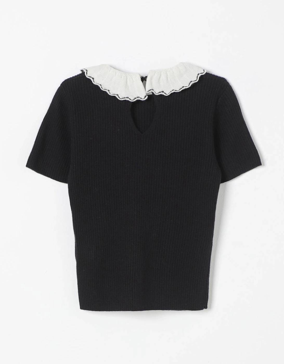 Girls Ribbed Knit Peter Pan Collar Sweater