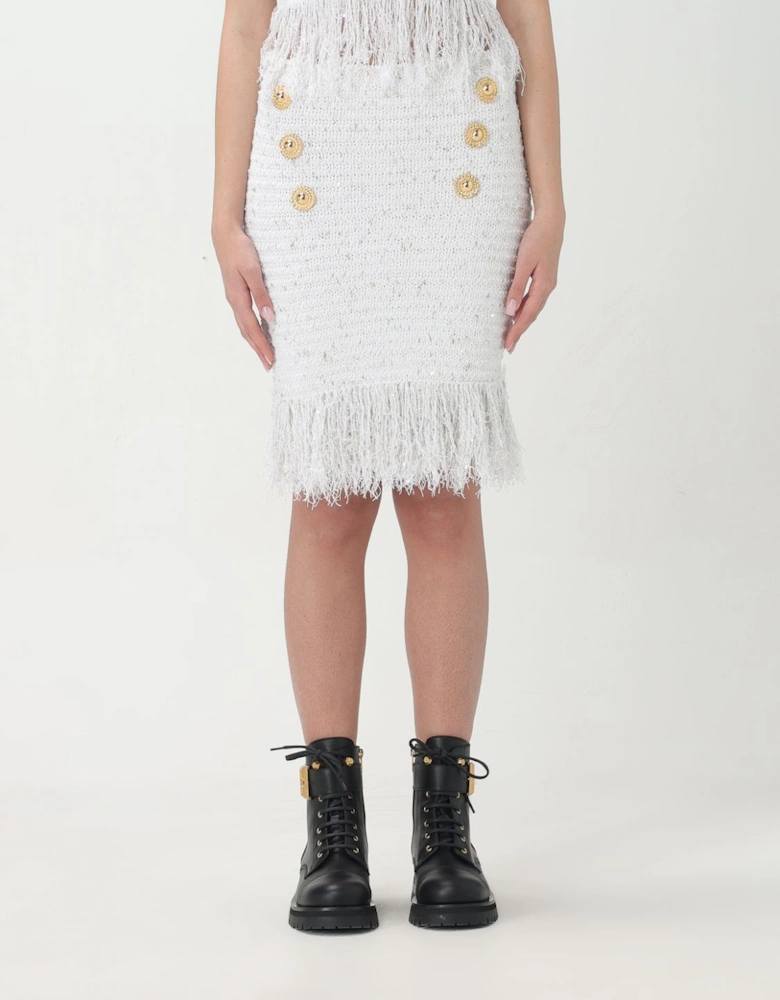 Mini Tweed Skirt Fringe Detail