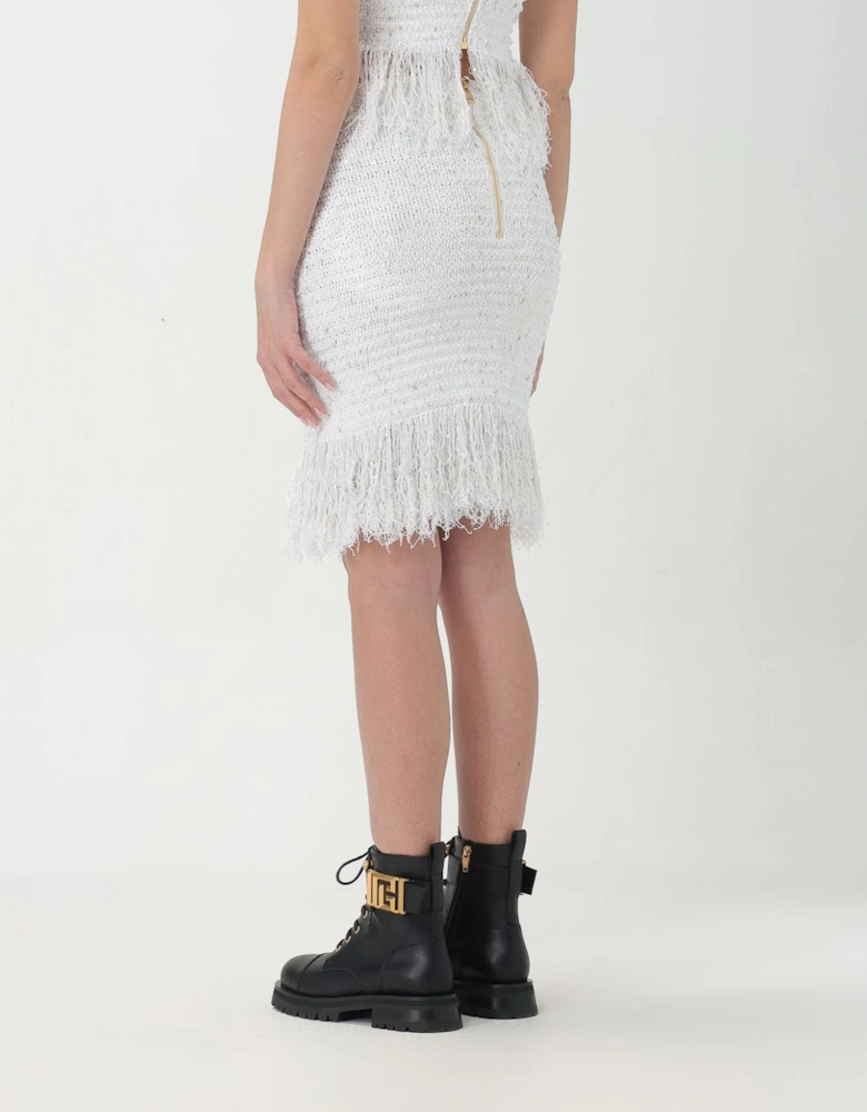 Mini Tweed Skirt Fringe Detail