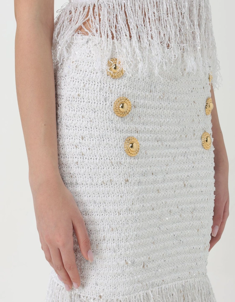 Mini Tweed Skirt Fringe Detail