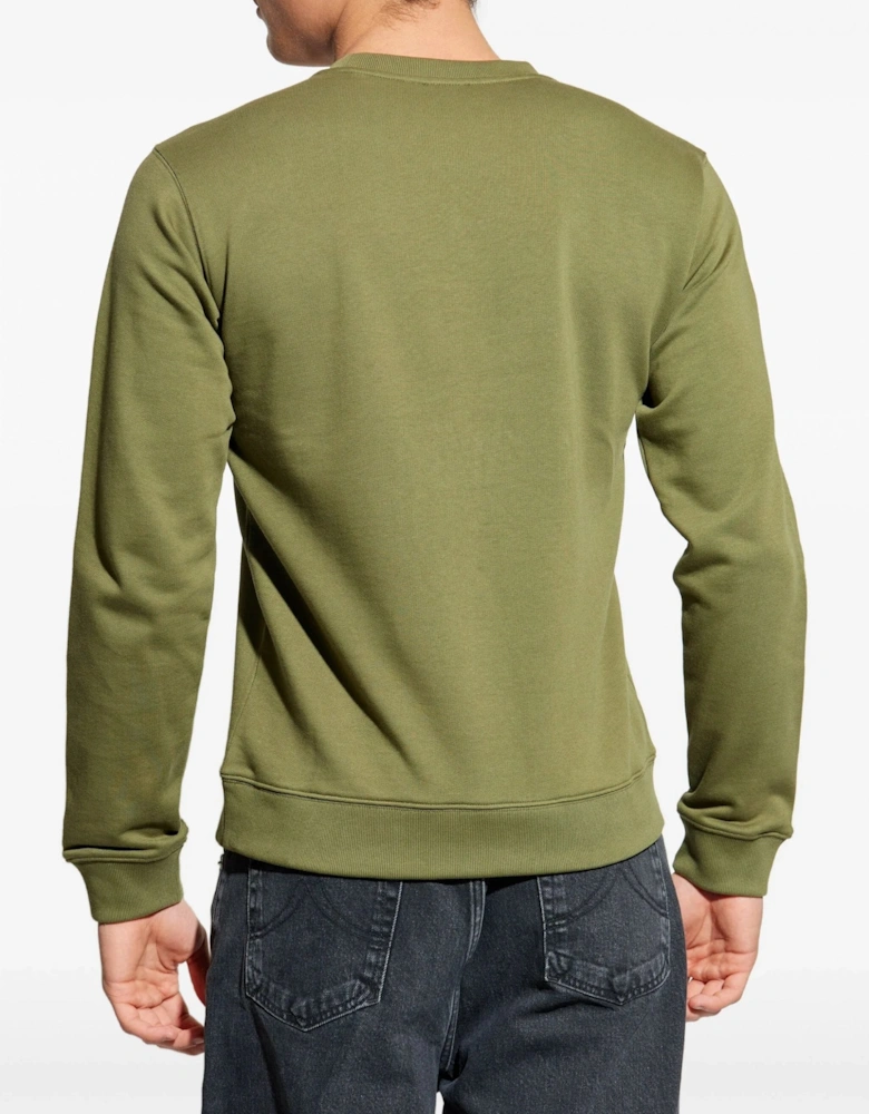 Happy Tiger Embroidered Slim Sweatshirt Green