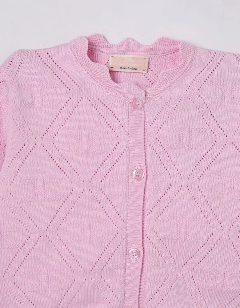Girls Knit Cardigan Scalloped Hem