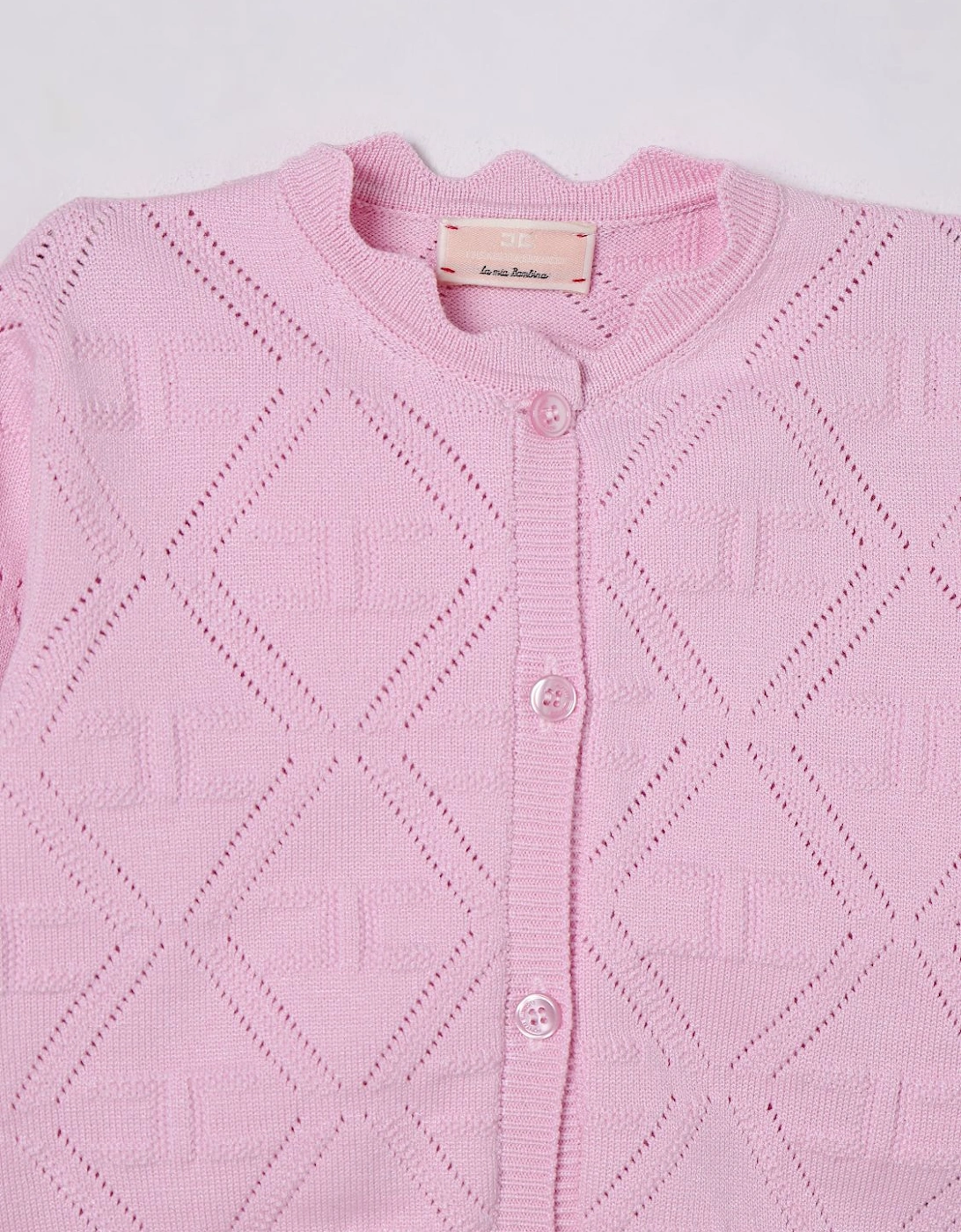 Girls Knit Cardigan Scalloped Hem