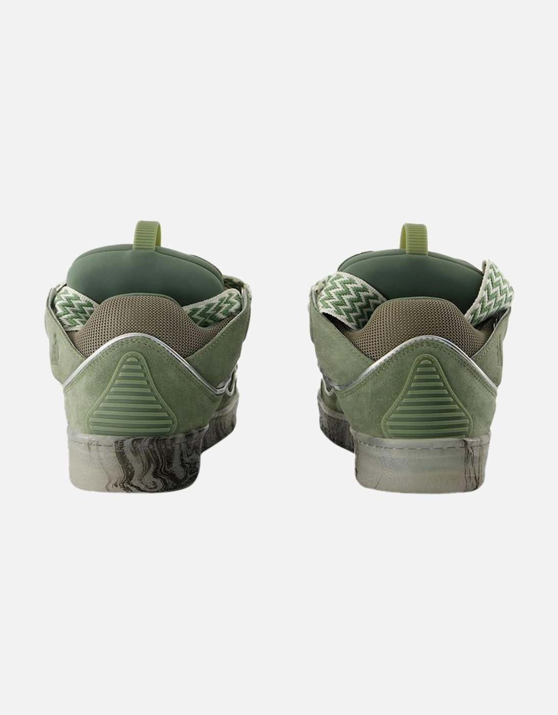 Curb Sneakers in Synthetic Leather with Top Laces and Round Toe