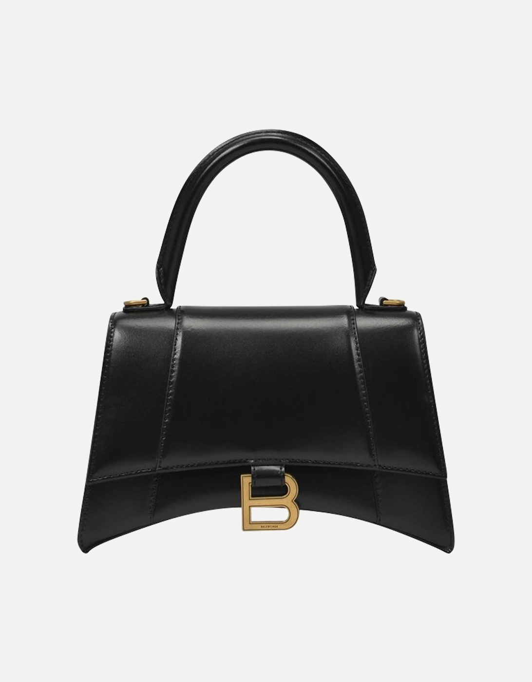 Shiny Leather Hourglass Top Handle S Bag with Detachable Strap