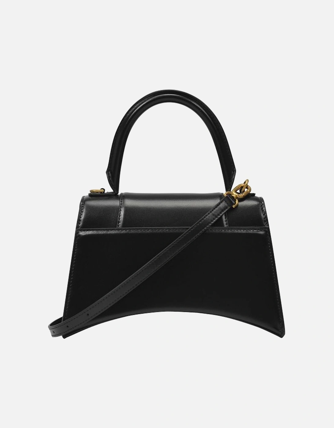 Shiny Leather Hourglass Top Handle S Bag with Detachable Strap