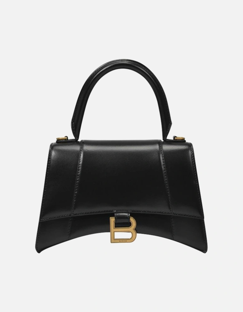 Shiny Leather Hourglass Top Handle S Bag with Detachable Strap