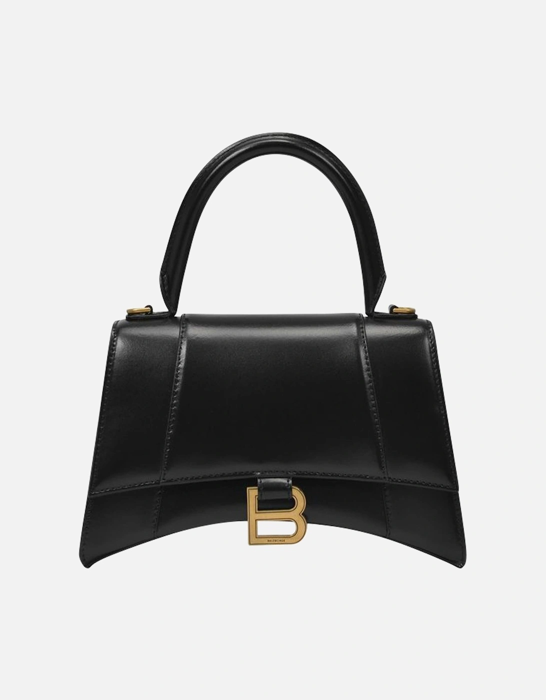 Shiny Leather Hourglass Top Handle S Bag with Detachable Strap