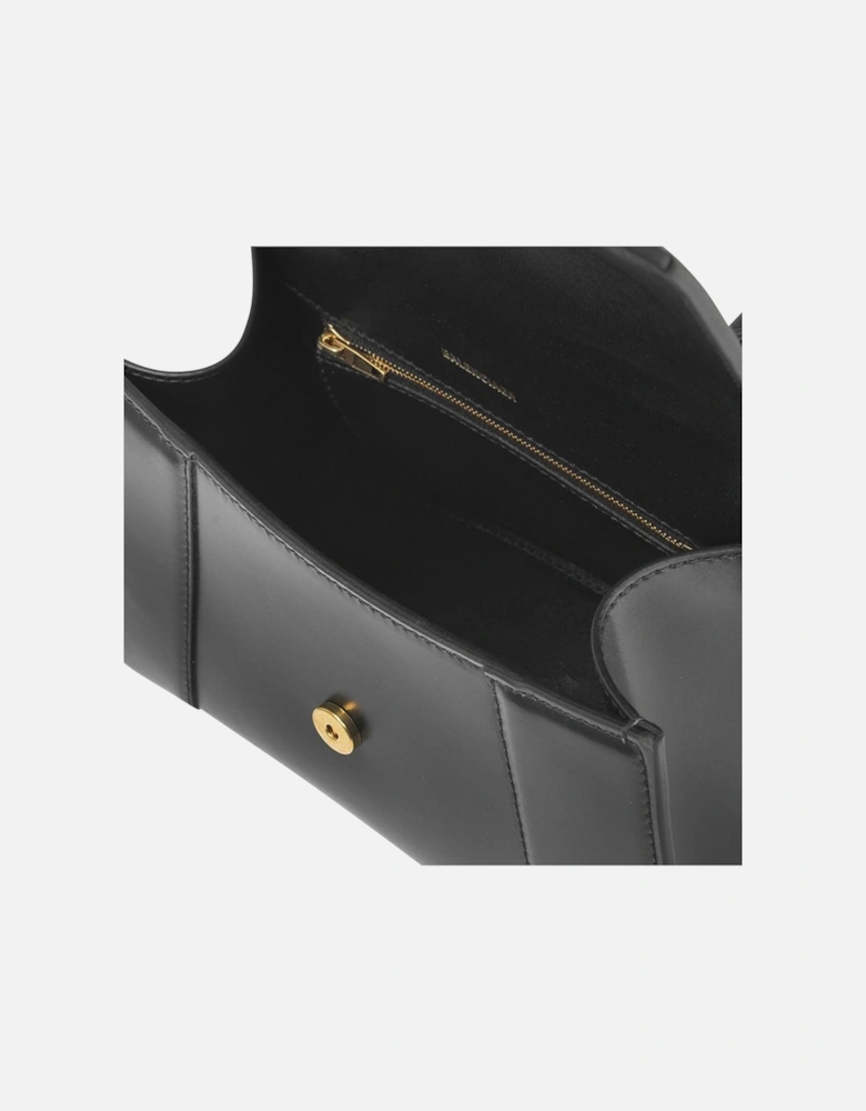 Shiny Leather Hourglass Top Handle S Bag with Detachable Strap