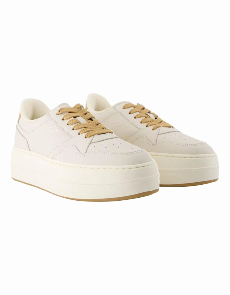 Calfskin Leather Round Toe Sneakers