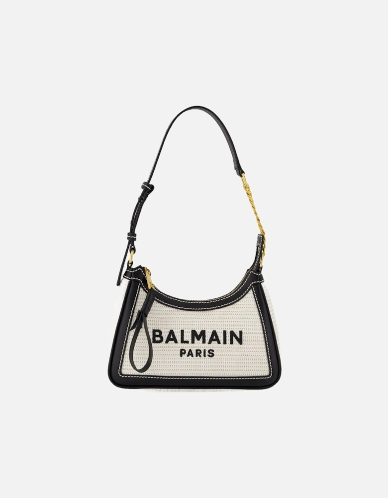 Raffia and Calfskin Shoulder Bag with Magnetic Clasp