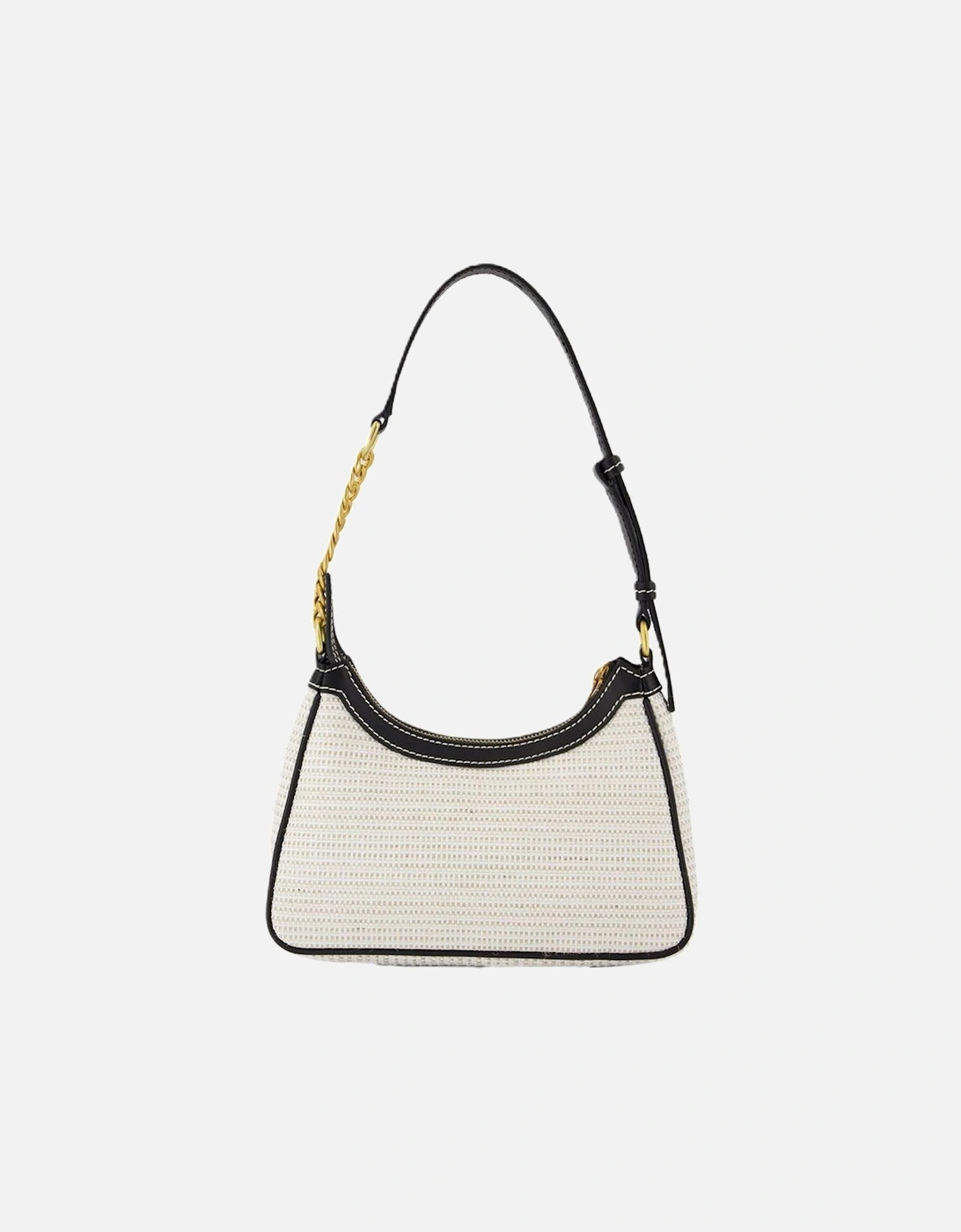 Raffia and Calfskin Shoulder Bag with Magnetic Clasp