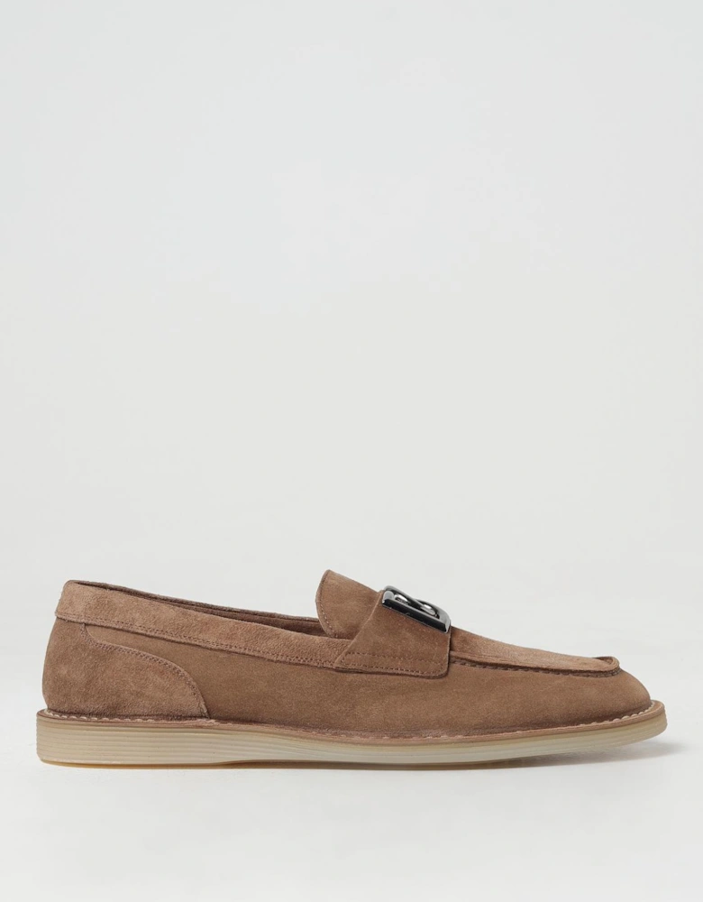 Suede Leather Loafers with Metal Accent