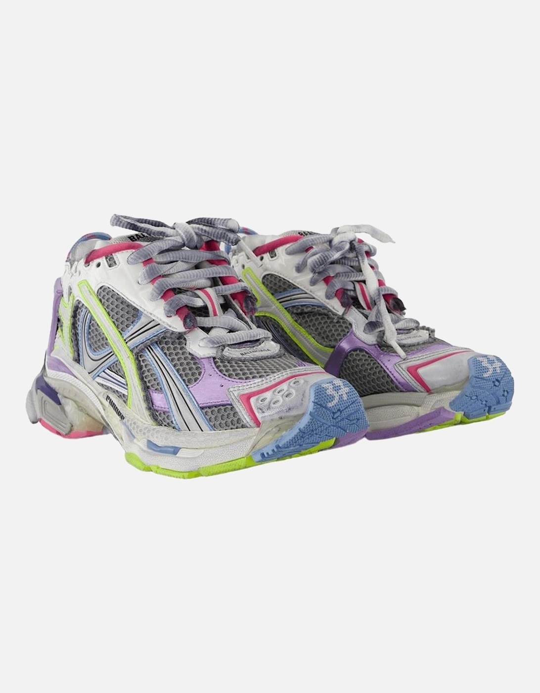 Gradient Runner Sneakers with Top Laces and Round Toe