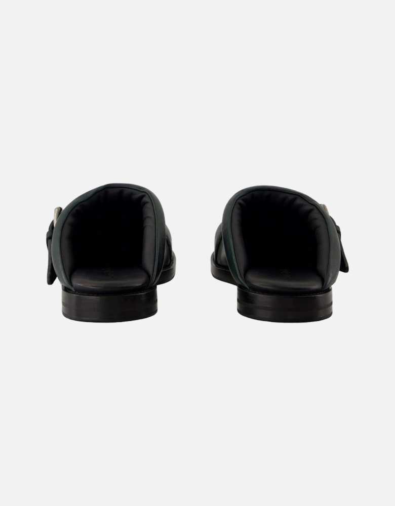 Leather Buckle Mules