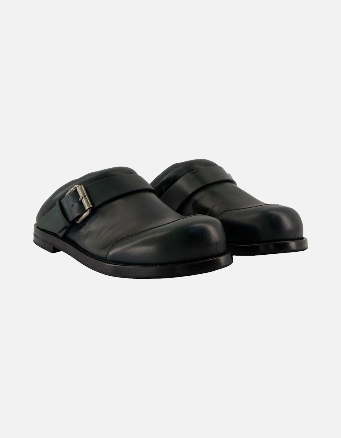 Leather Buckle Mules