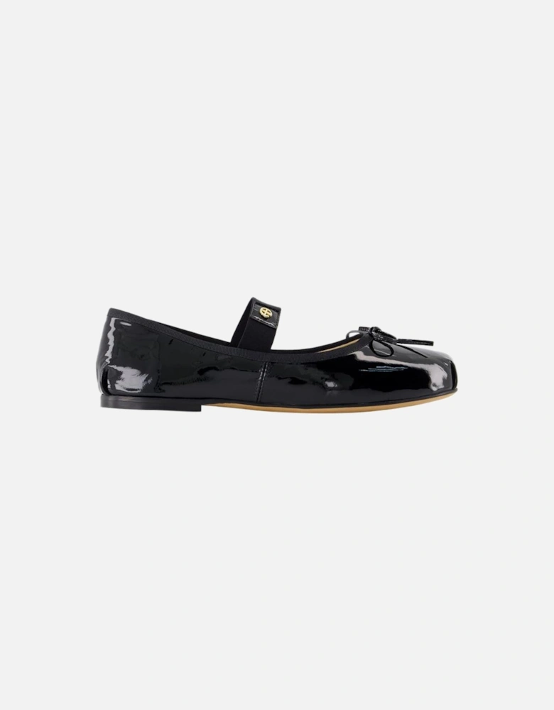 Smooth Calfskin Round Toe Flats with Elastic Band