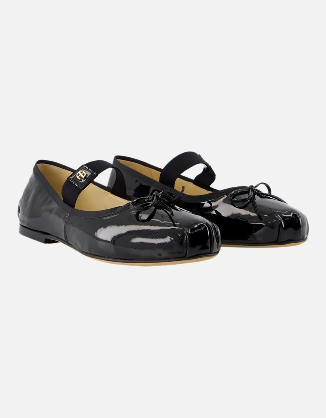 Smooth Calfskin Round Toe Flats with Elastic Band