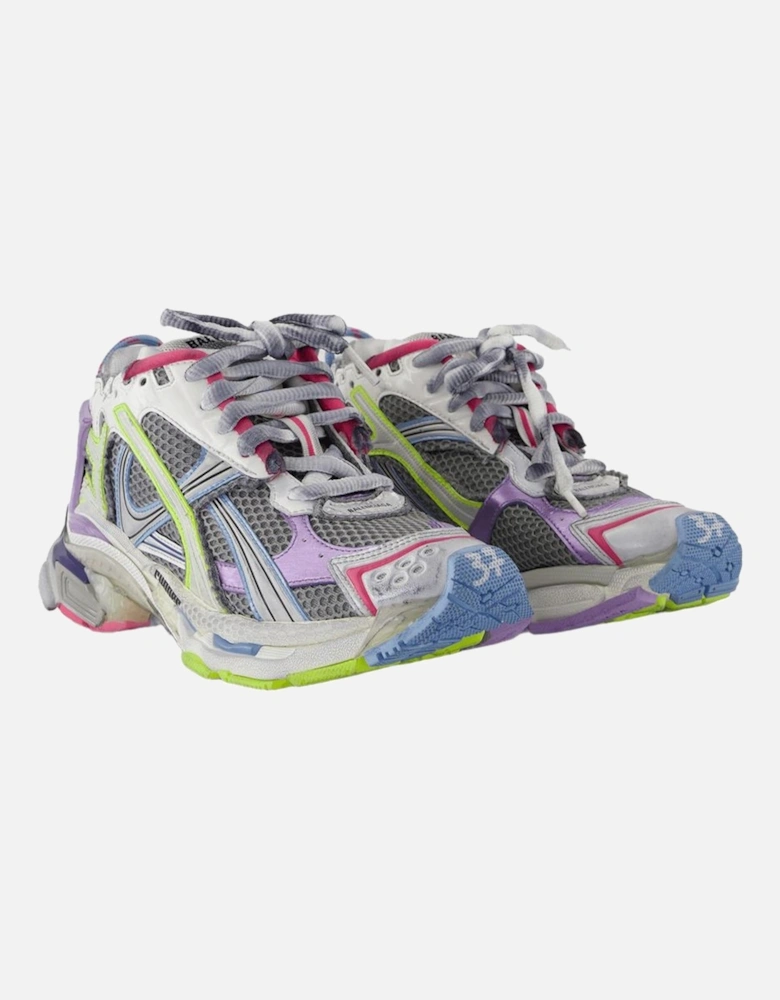 Runner Gradient Synthetic Sneakers with Round Toe and Lace-Up Closure