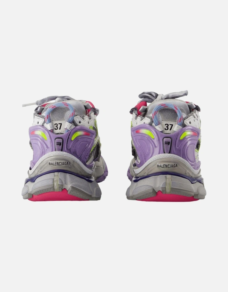 Runner Gradient Synthetic Sneakers with Round Toe and Lace-Up Closure