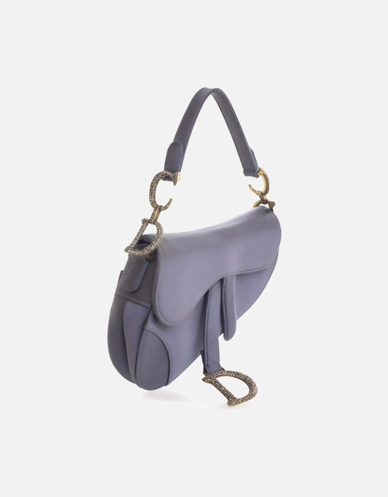 Mini Saddle Bag with Crystal Embellishments and Satin Finish