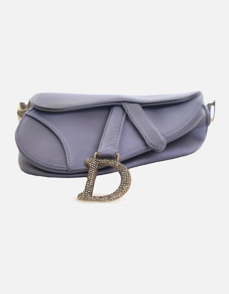 Mini Saddle Bag with Crystal Embellishments and Satin Finish