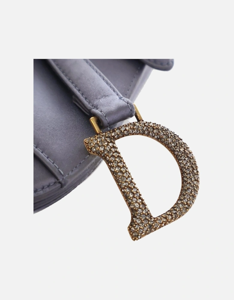 Mini Saddle Bag with Crystal Embellishments and Satin Finish