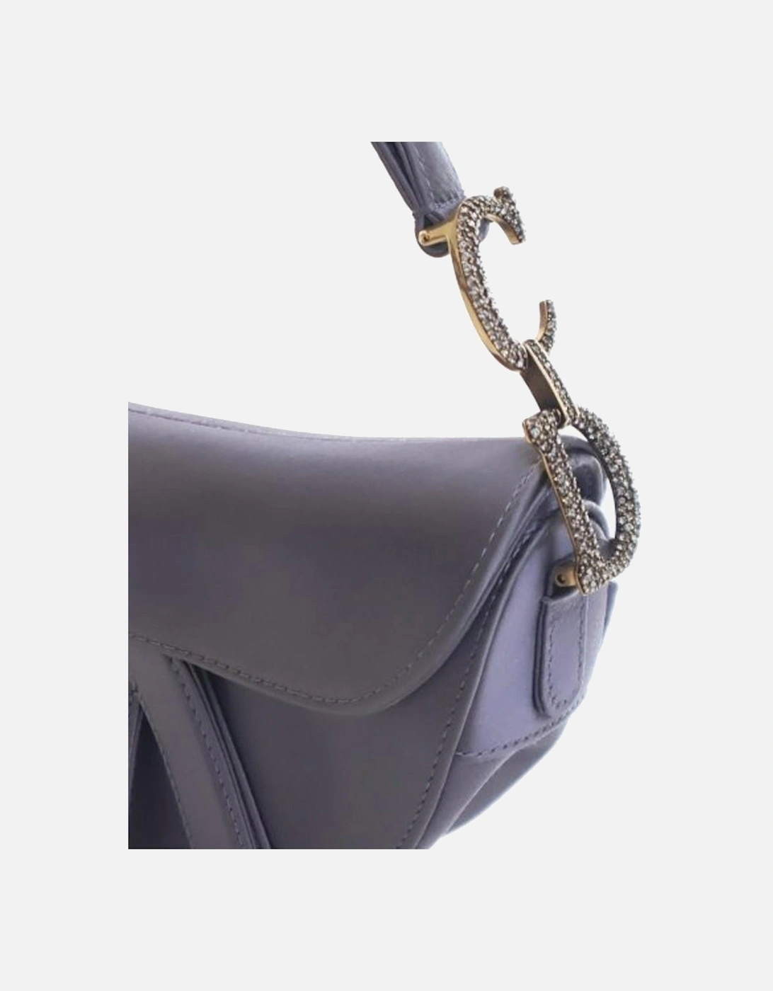 Mini Saddle Bag with Crystal Embellishments and Satin Finish