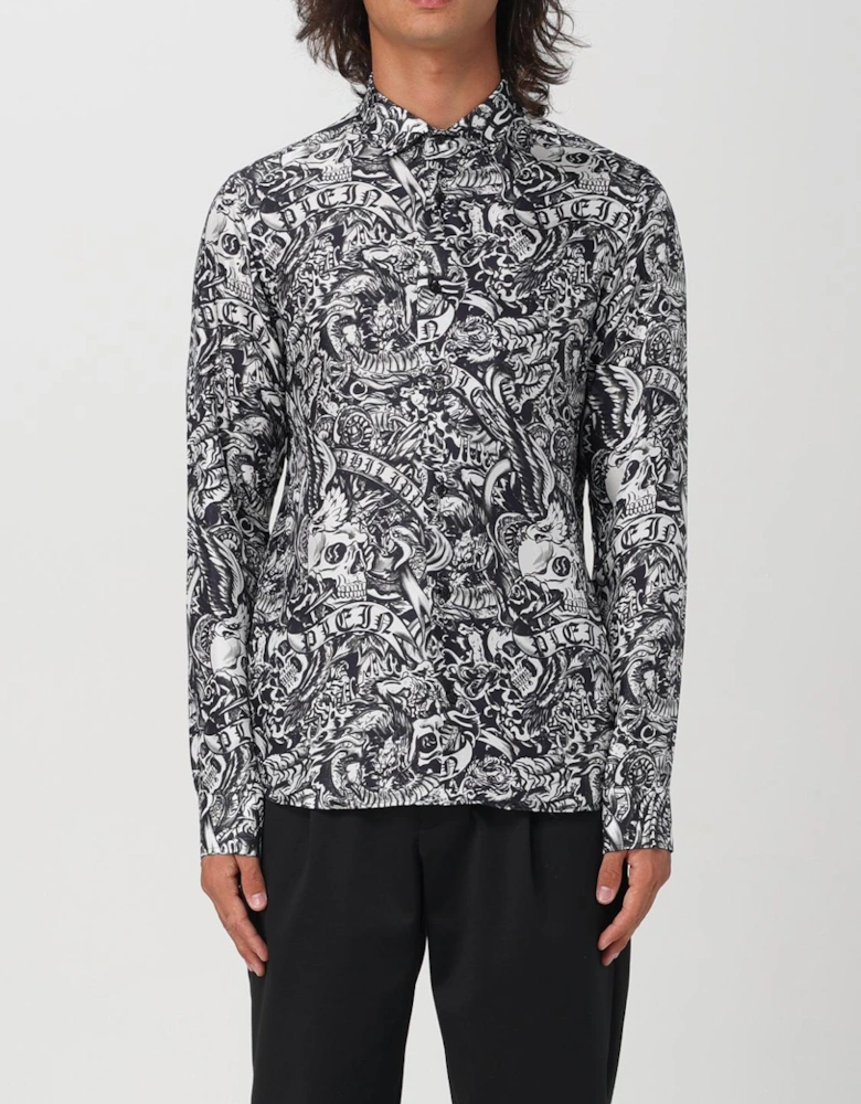 Skull Print Silk Shirt