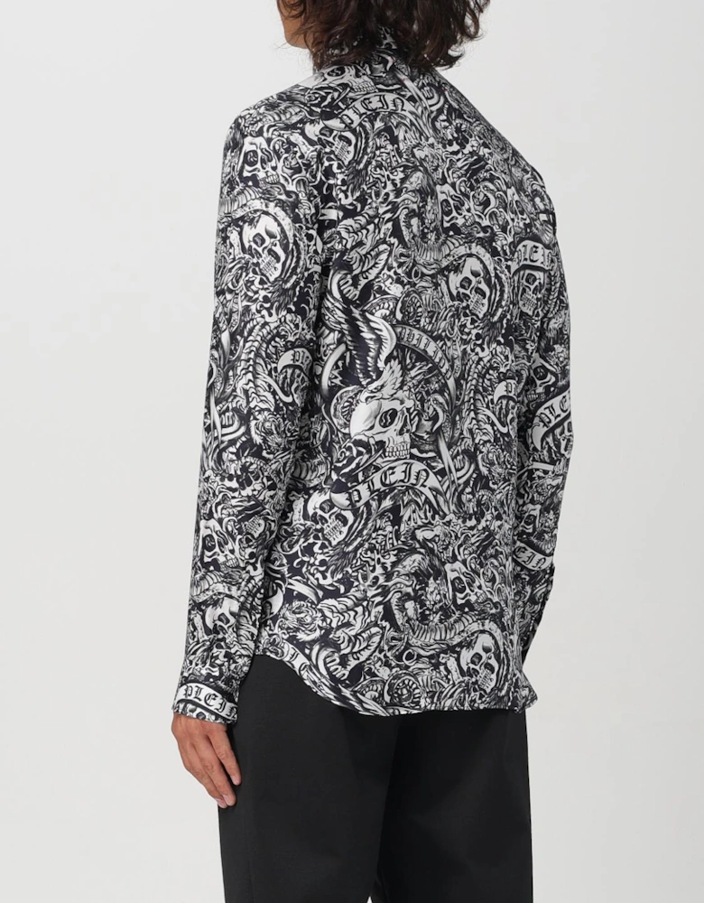 Skull Print Silk Shirt