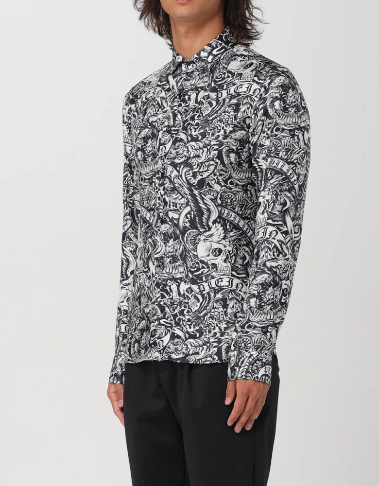 Skull Print Silk Shirt