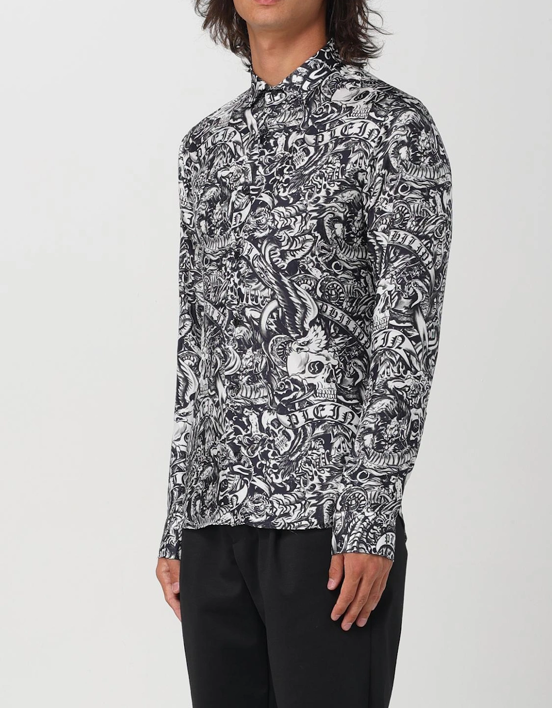Skull Print Silk Shirt