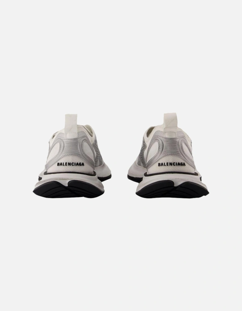 White/Silver Synthetic Circuit Sneakers