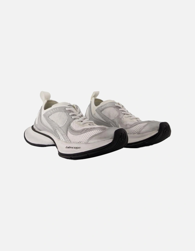 White/Silver Synthetic Circuit Sneakers